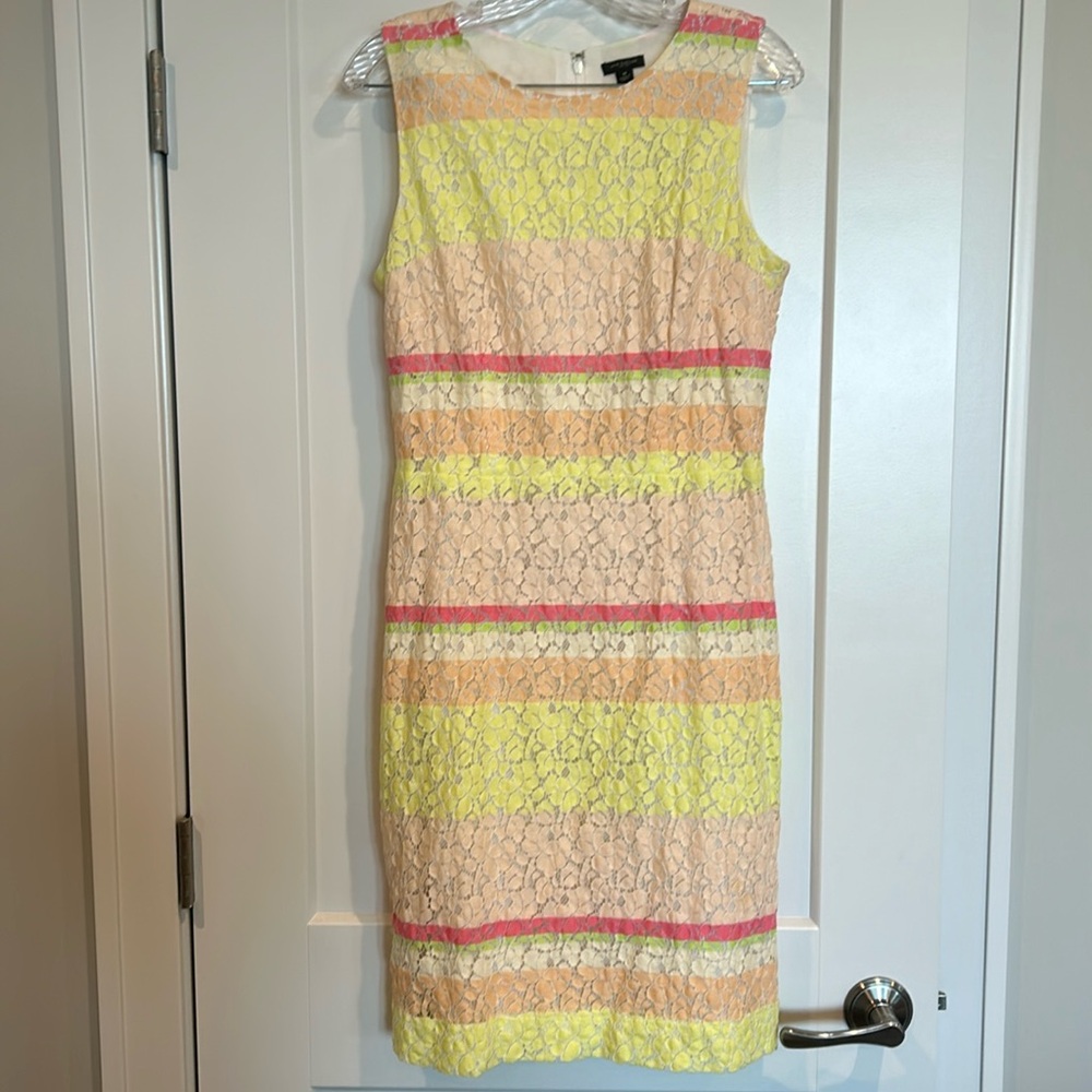 Like new! Ann Taylor sleeveless bright-striped dress size 10.